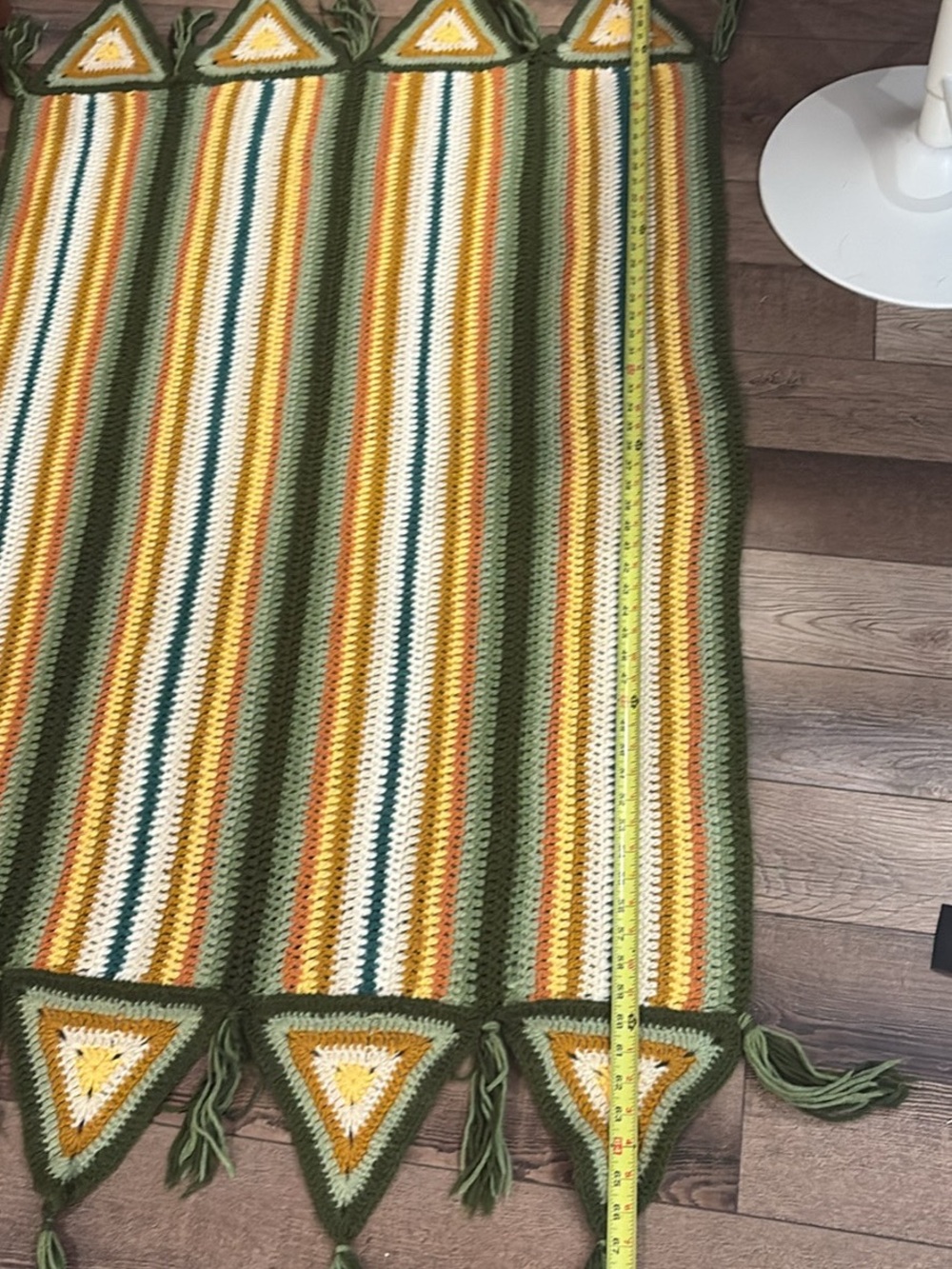 Handmade Striped Crochet Throw with Triangle Tassel Edge - Picture 3 of 3